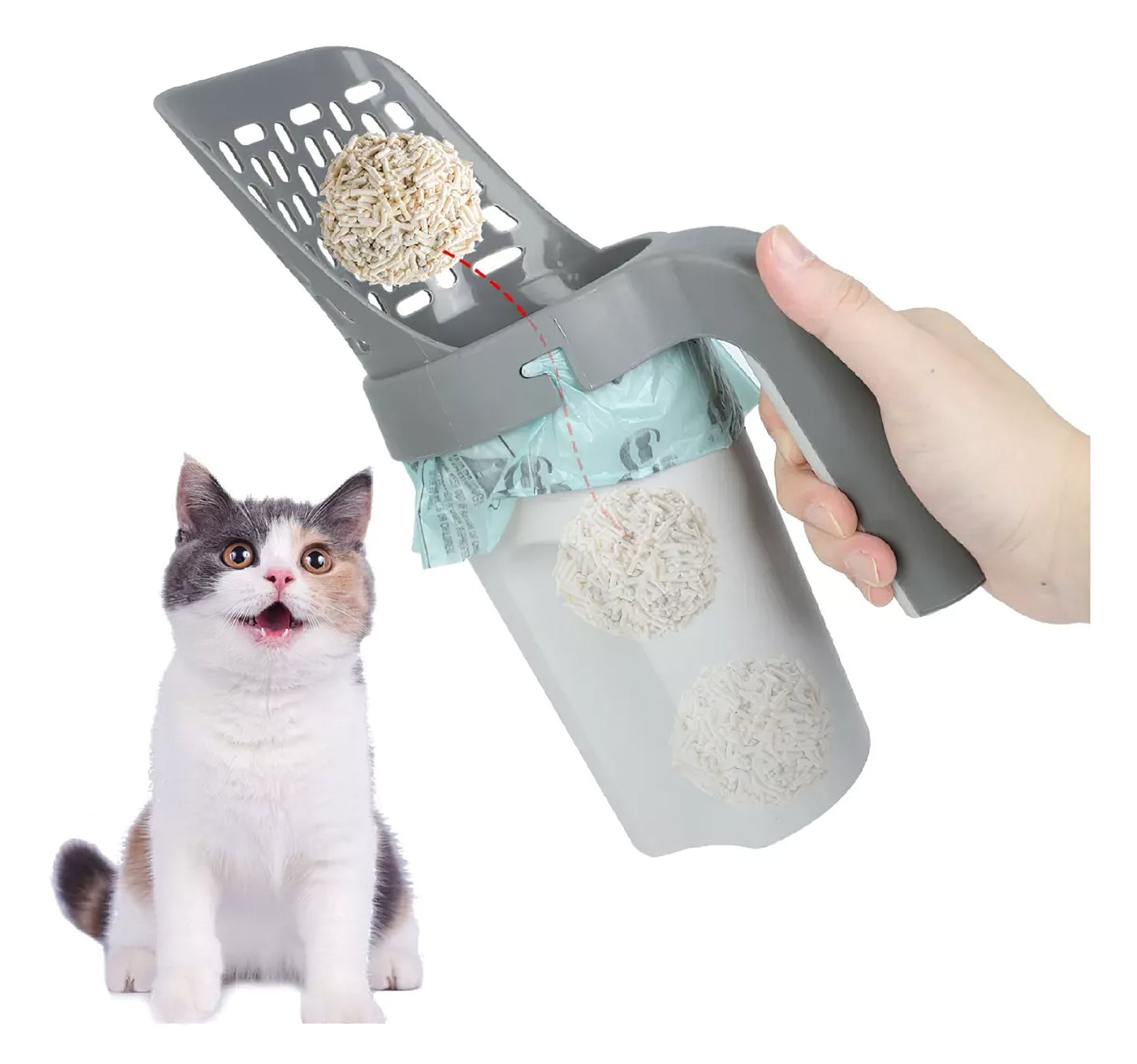 ¡RECOGEDOR DE ARENA PARA GATOS 2 en 1!