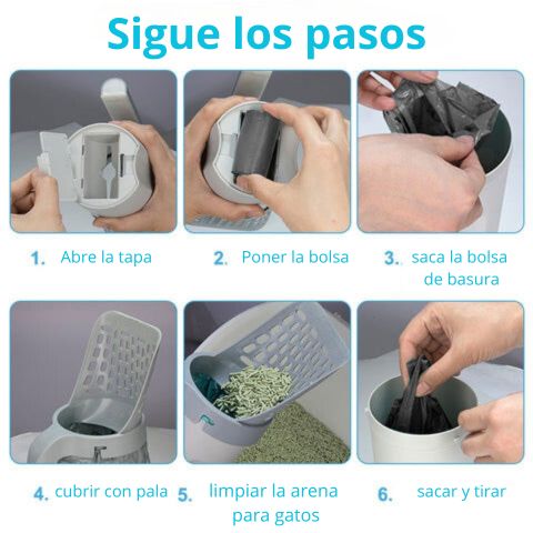 ¡RECOGEDOR DE ARENA PARA GATOS 2 en 1!
