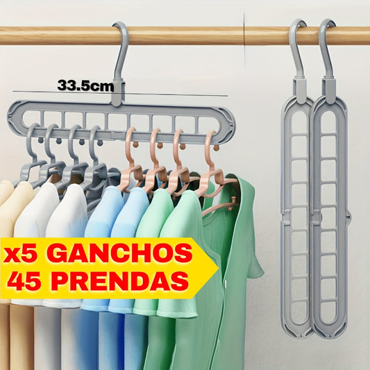¡SET DE GANCHOS x5 UNIDADES 45 Prendas!